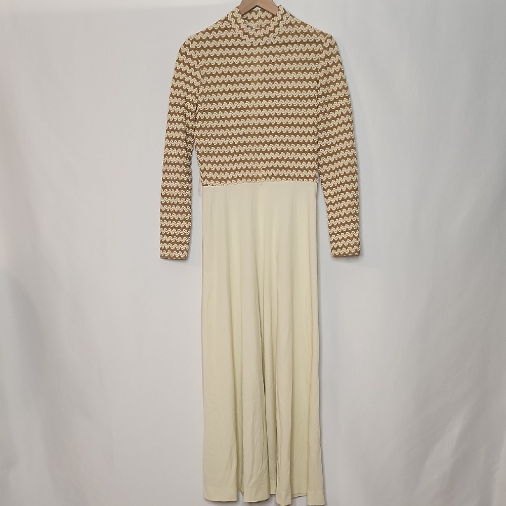 ACT ii 70s Chic Long Sleeve Cream Dress Size 13/14